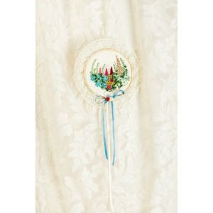 Vintage Ribbon Embroidery Hoop Art, Lupine Flowers, Colorful Florals Wildflowers